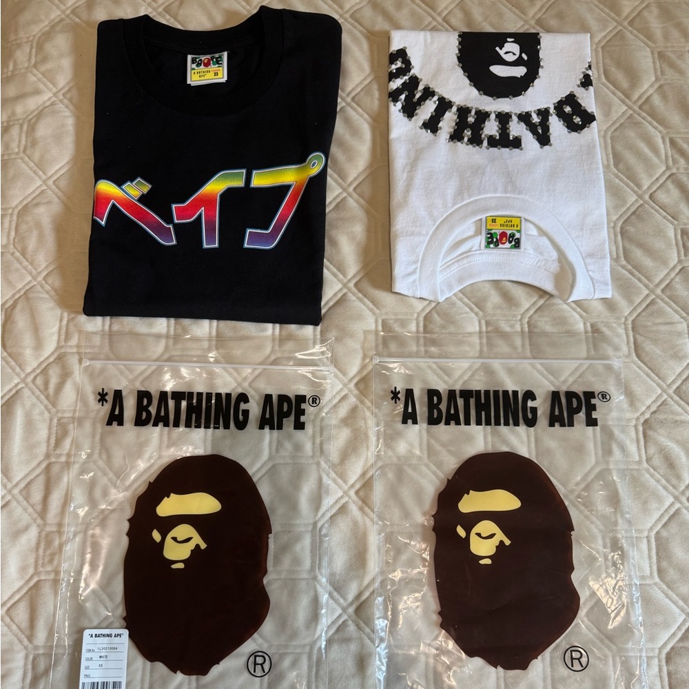 Kids Black and White Ladies XS Bape T shirt